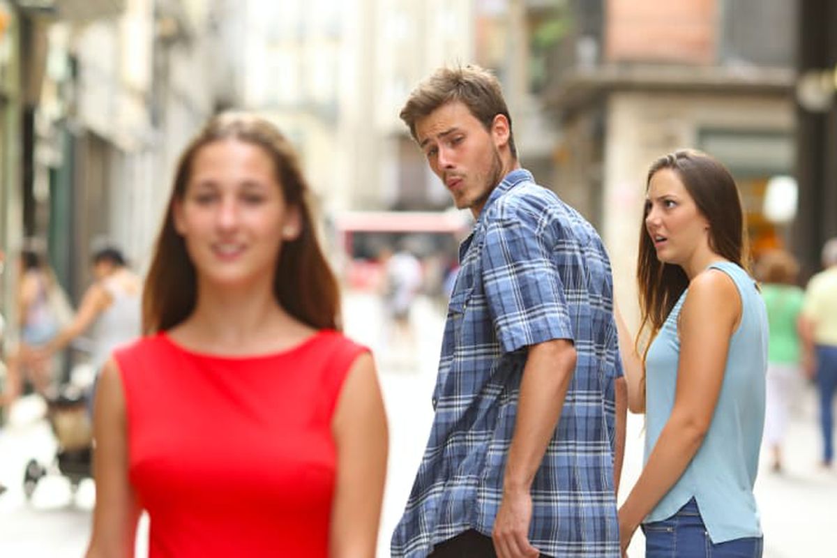 Distracted Boyfriend meme about Jinx
